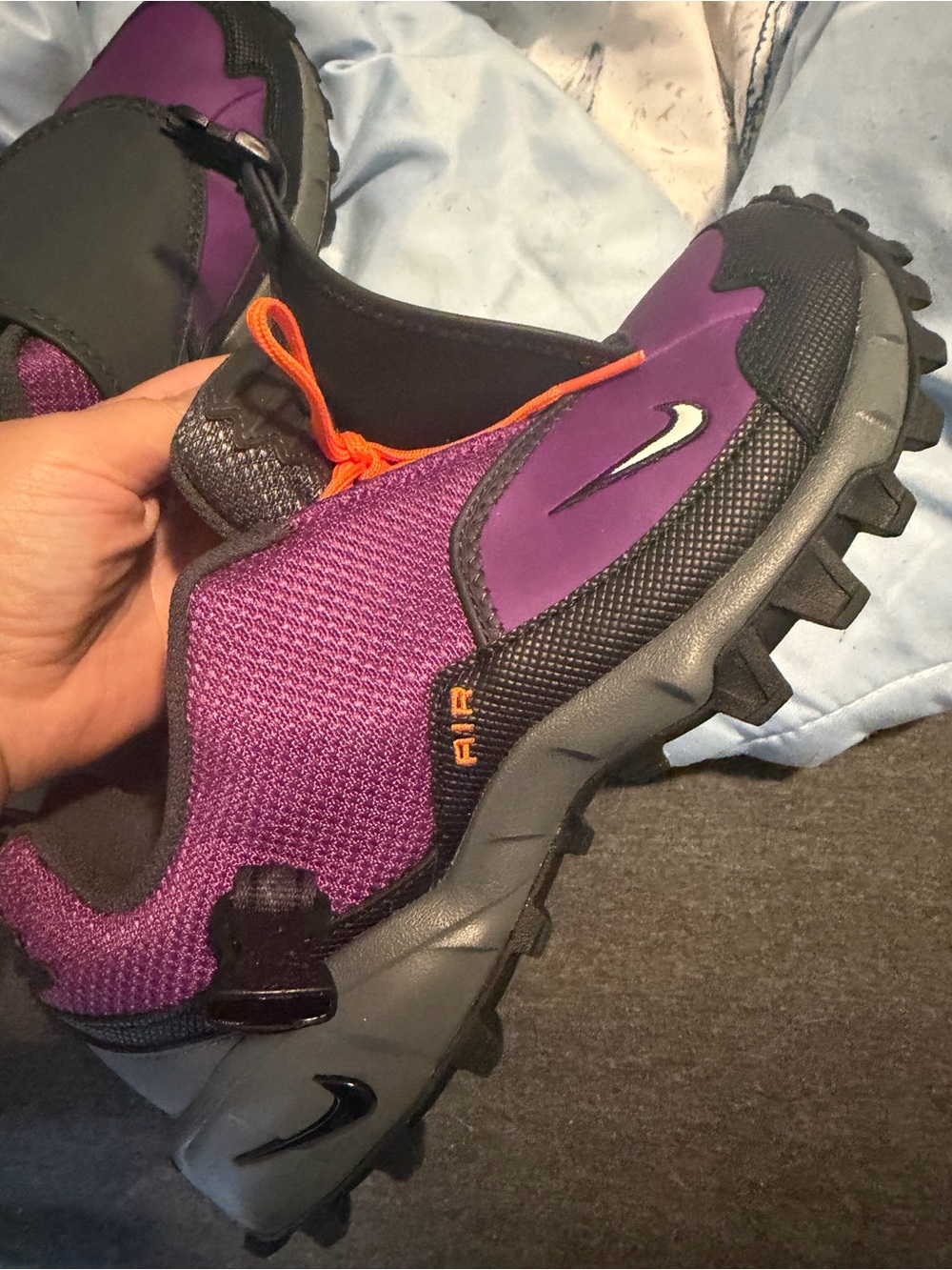 Skechers Purple and Black Trail Slip-On Athletic Sneakers with Orange Accents